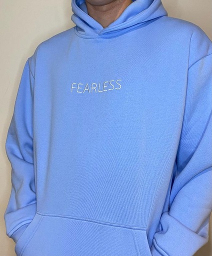 Blue and white FEARLESS hoodie