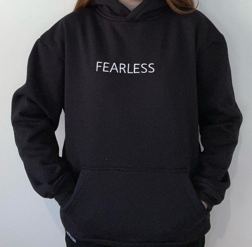 Black and white FEARLESS hoodie