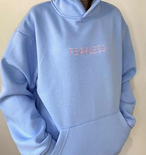 Blue and pink FEARLESS hoodie