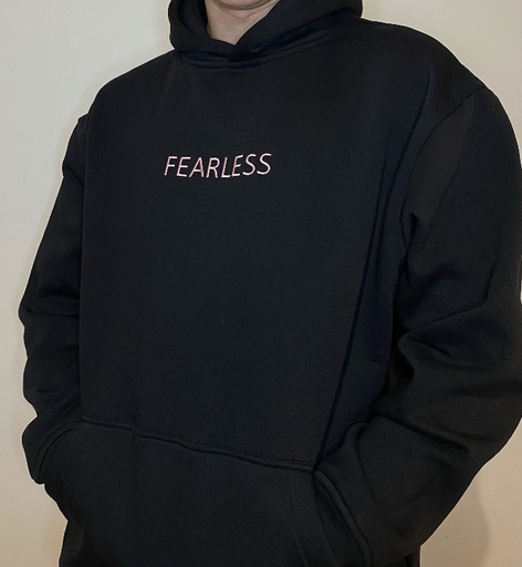 Black and pink FEARLESS hoodie